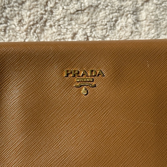 Prada Tan Leather Pouch with Gold Logo - Picture 3 of 9